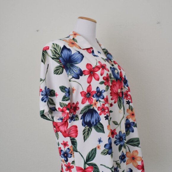 Vintage Floral 1990s Polyester Button Down Blouse size XL - Picture 10 of 10